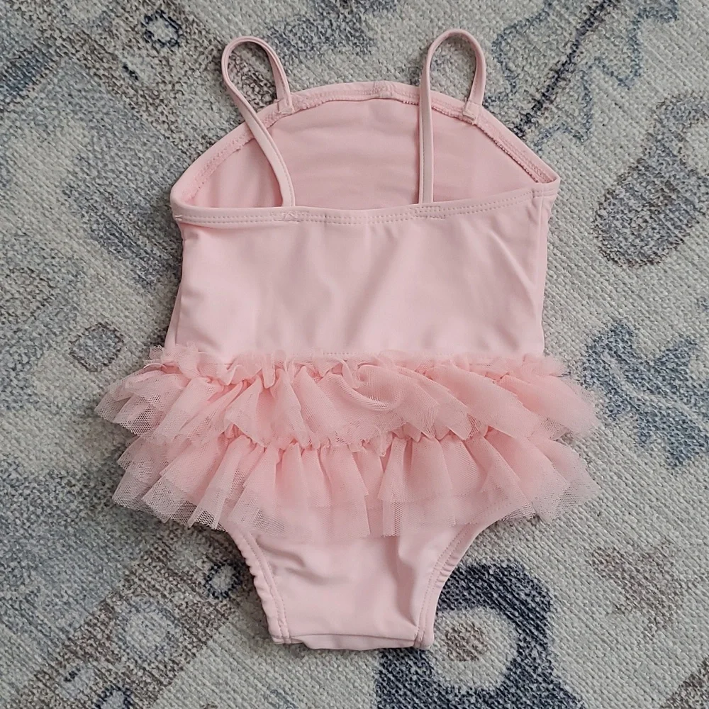 Old Navy Baby Girl Pink Tutu Bathing Suit Ballet Swimsuit Sz0-3m